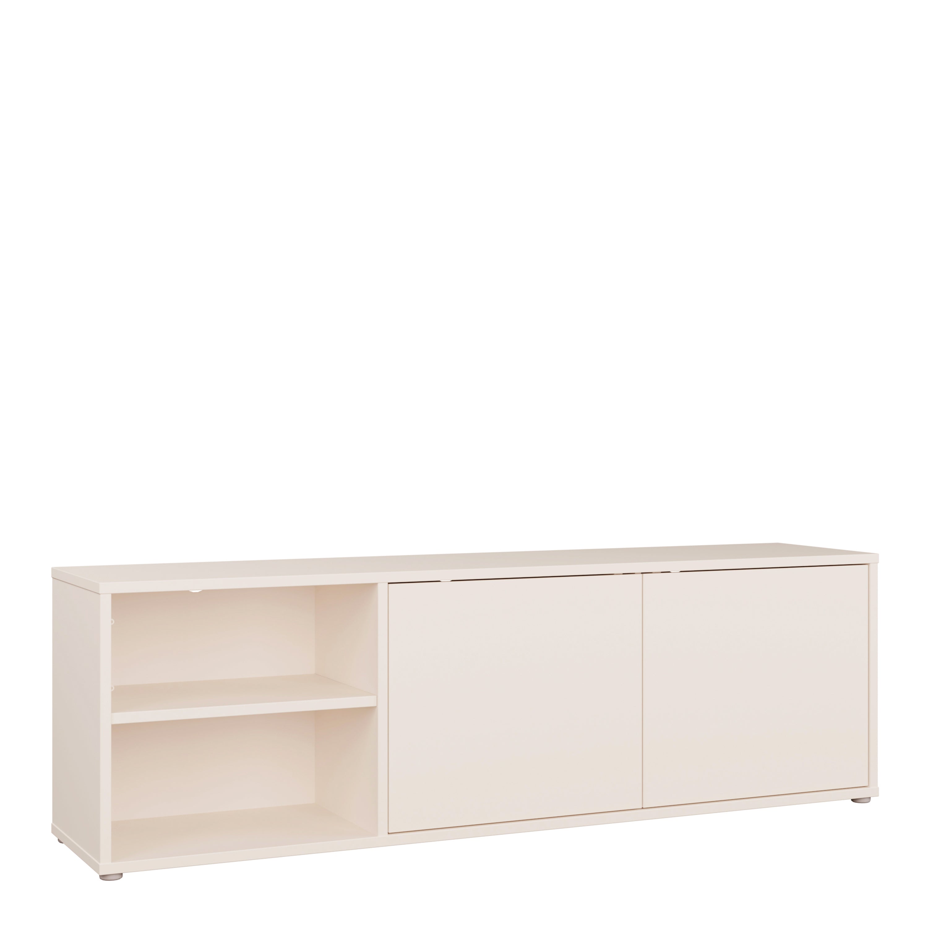 Alyson Wide TV Cabinet with 2 Doors Push-to-Open & 1 Open Shelf in Sand