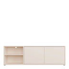Alyson Wide TV Cabinet with 2 Doors Push-to-Open & 1 Open Shelf in Sand