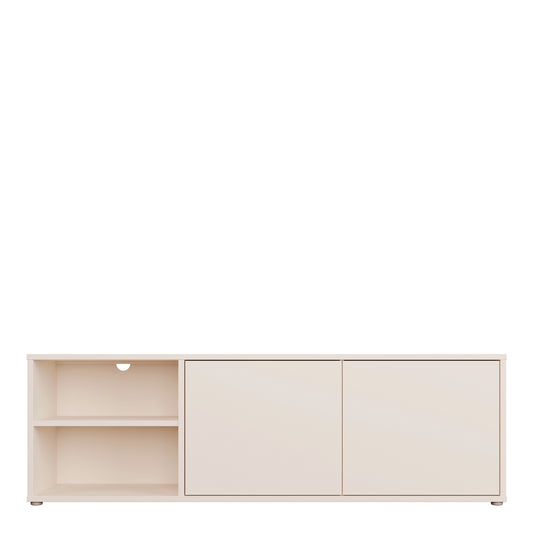 Alyson Wide TV Cabinet with 2 Doors Push-to-Open & 1 Open Shelf in Sand