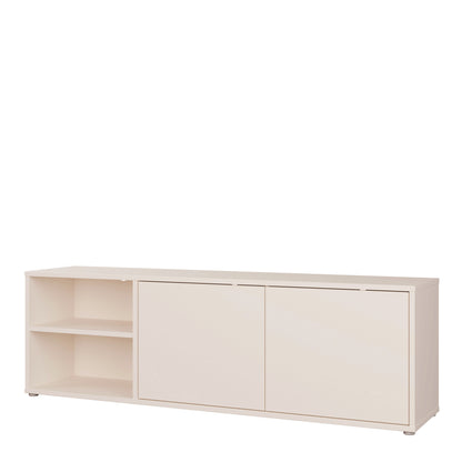 Alyson Wide TV Cabinet with 2 Doors Push-to-Open & 1 Open Shelf in Sand