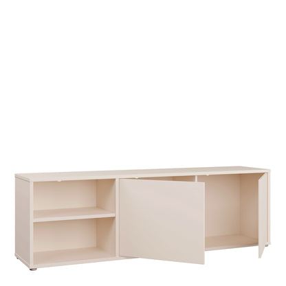 Alyson Wide TV Cabinet with 2 Doors Push-to-Open & 1 Open Shelf in Sand