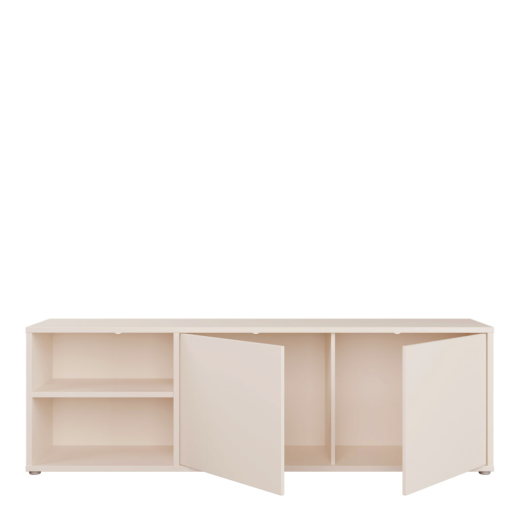 Alyson Wide TV Cabinet with 2 Doors Push-to-Open & 1 Open Shelf in Sand