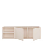 Alyson Wide TV Cabinet with 2 Doors Push-to-Open & 1 Open Shelf in Sand