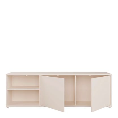 Alyson Wide TV Cabinet with 2 Doors Push-to-Open & 1 Open Shelf in Sand