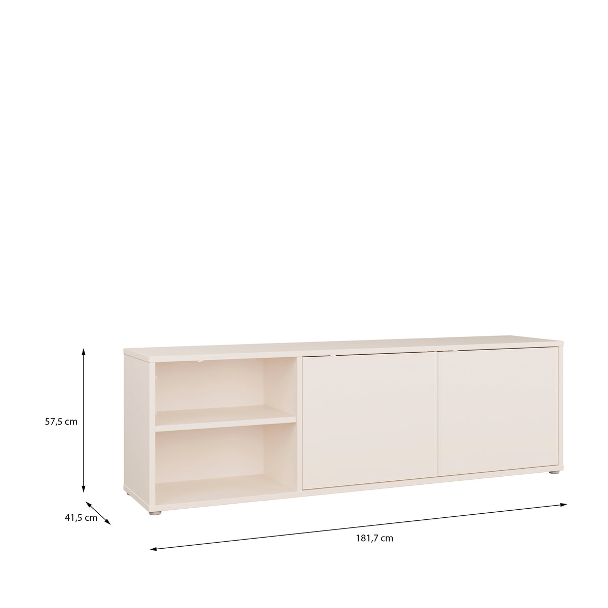Alyson Wide TV Cabinet with 2 Doors Push-to-Open & 1 Open Shelf in Sand