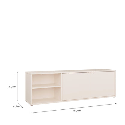 Alyson Wide TV Cabinet with 2 Doors Push-to-Open & 1 Open Shelf in Sand