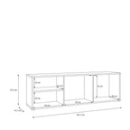 Alyson Wide TV Cabinet with 2 Doors Push-to-Open & 1 Open Shelf in Sand