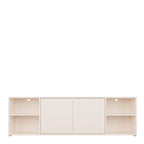 Alyson Wide TV Cabinet with 2 Doors Push-to-Open & 2 Open Shelves in Sand