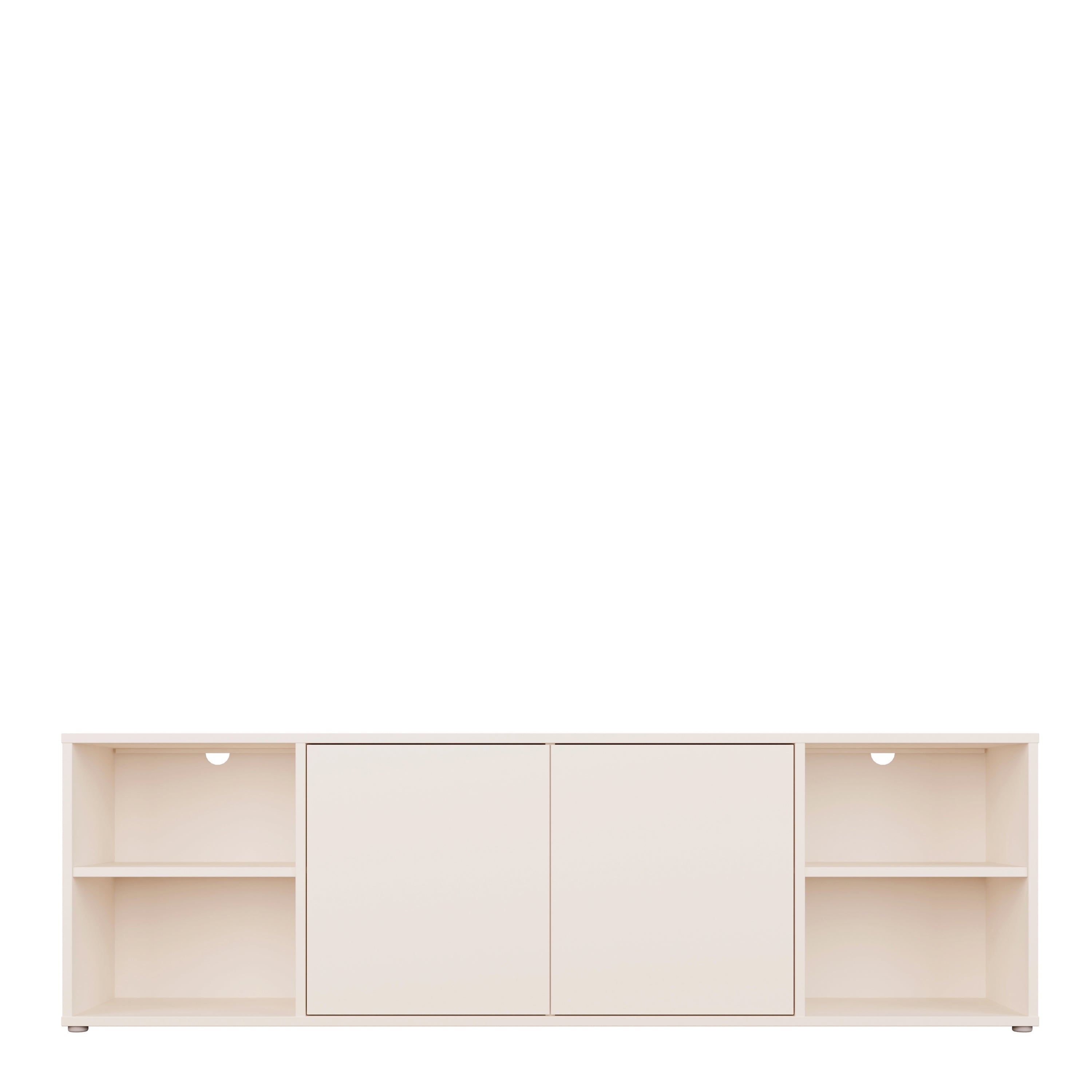 Alyson Wide TV Cabinet with 2 Doors Push-to-Open & 2 Open Shelves in Sand