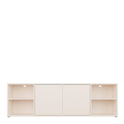 Alyson Wide TV Cabinet with 2 Doors Push-to-Open & 2 Open Shelves in Sand