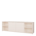 Alyson Wide TV Cabinet with 2 Doors Push-to-Open & 2 Open Shelves in Sand