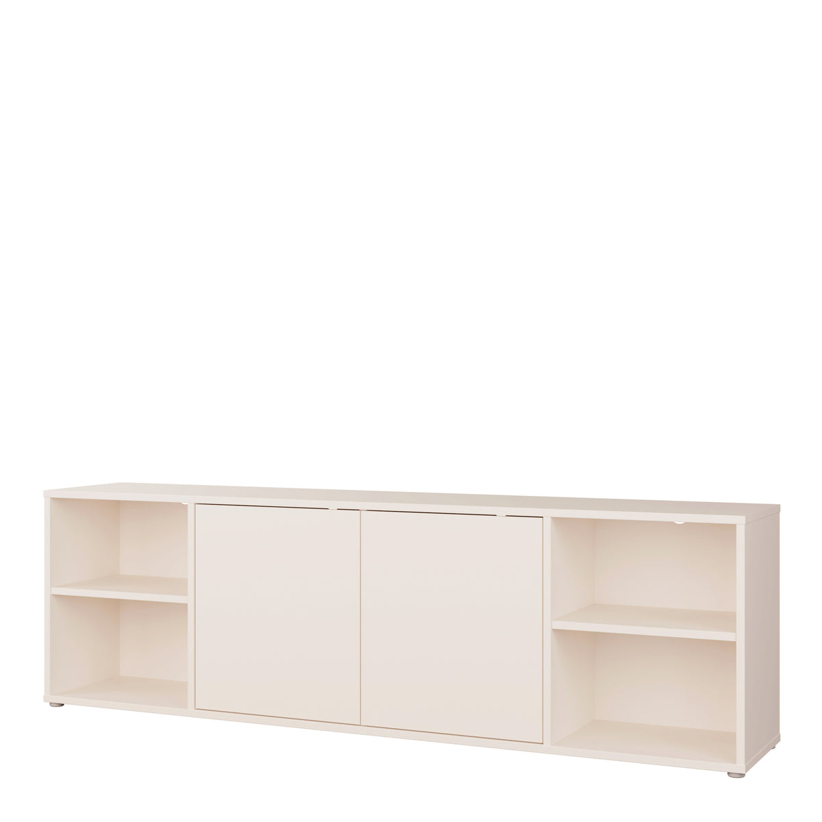 Alyson Wide TV Cabinet with 2 Doors Push-to-Open & 2 Open Shelves in Sand