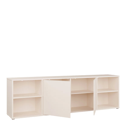 Alyson Wide TV Cabinet with 2 Doors Push-to-Open & 2 Open Shelves in Sand