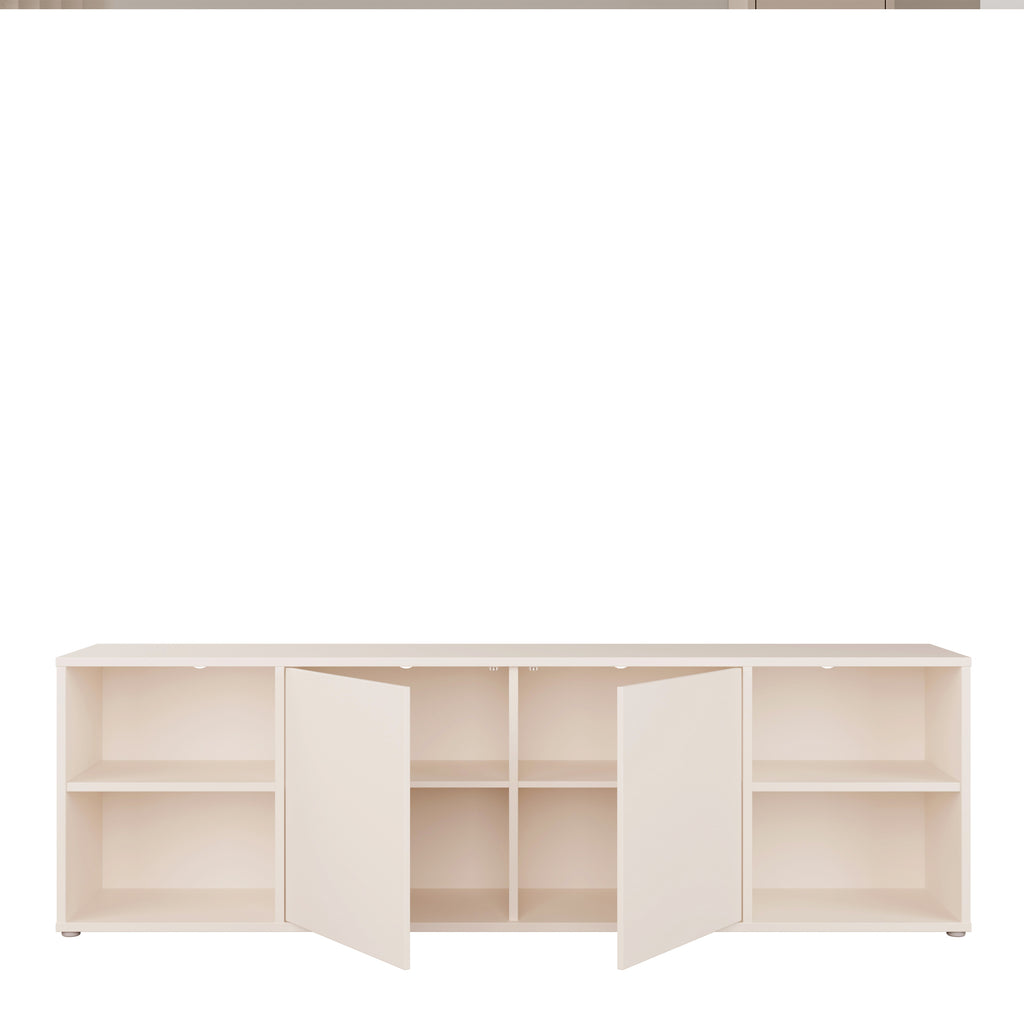 Alyson Wide TV Cabinet with 2 Doors Push-to-Open & 2 Open Shelves in Sand