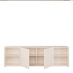 Alyson Wide TV Cabinet with 2 Doors Push-to-Open & 2 Open Shelves in Sand