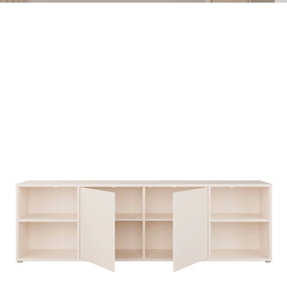 Alyson Wide TV Cabinet with 2 Doors Push-to-Open & 2 Open Shelves in Sand
