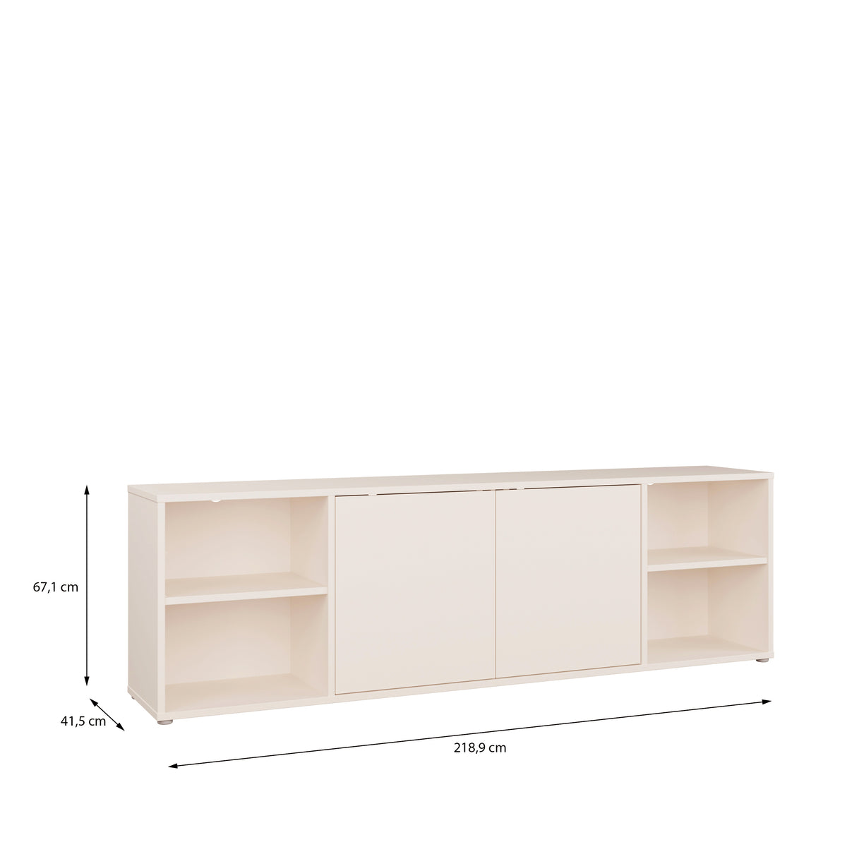 Alyson Wide TV Cabinet with 2 Doors Push-to-Open & 2 Open Shelves in Sand
