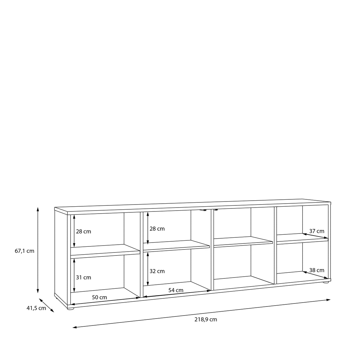 Alyson Wide TV Cabinet with 2 Doors Push-to-Open & 2 Open Shelves in Sand