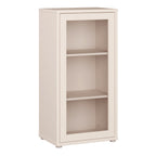 Alyson Low Glass Fronted Cabinet with Push-to-Open Door in Sand