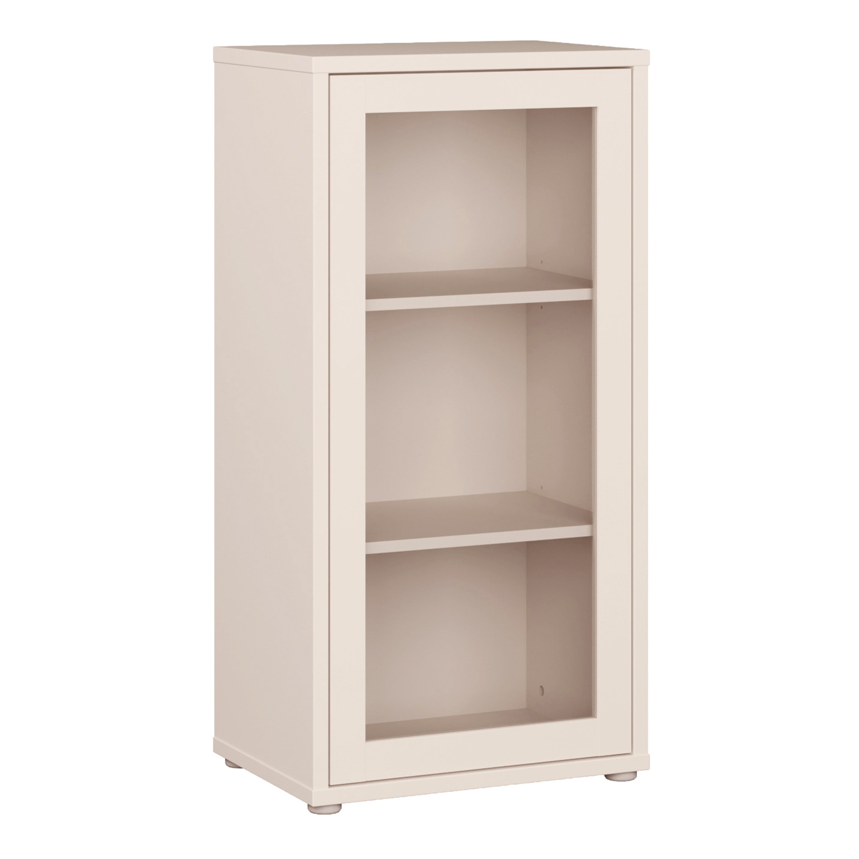Alyson Low Glass Fronted Cabinet with Push-to-Open Door in Sand