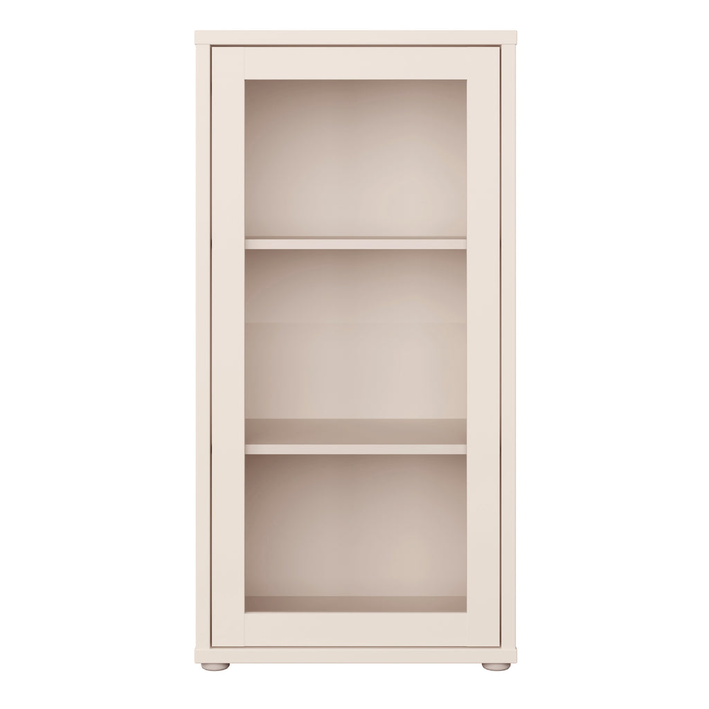Alyson Low Glass Fronted Cabinet with Push-to-Open Door in Sand