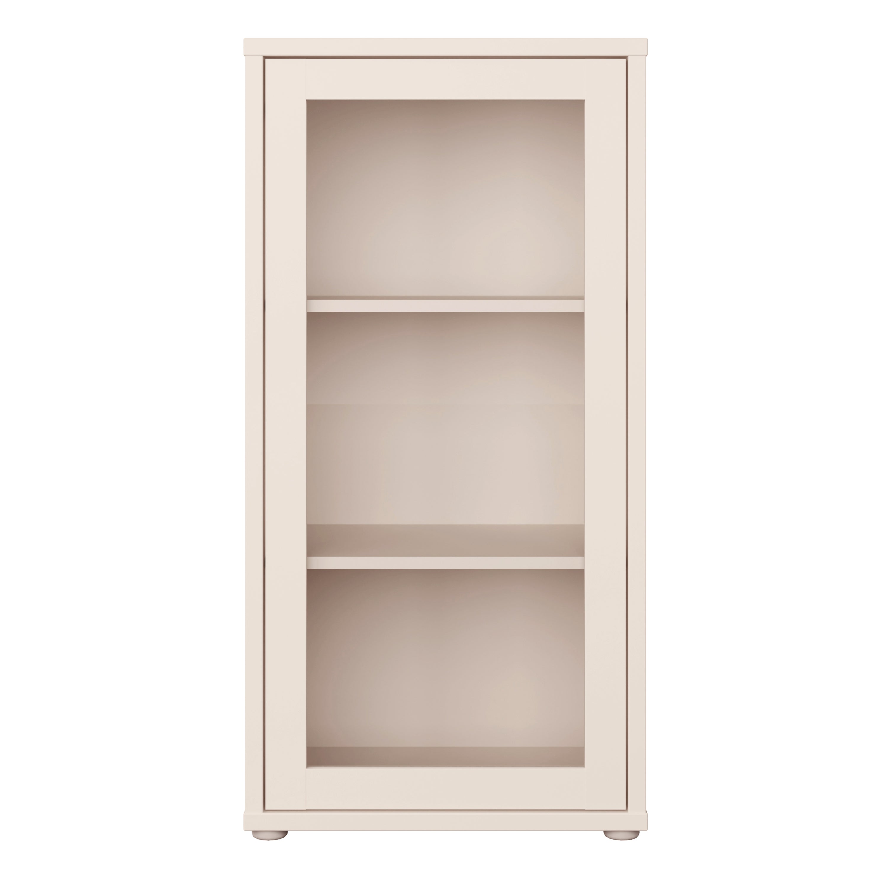 Alyson Low Glass Fronted Cabinet with Push-to-Open Door in Sand
