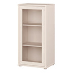 Alyson Low Glass Fronted Cabinet with Push-to-Open Door in Sand