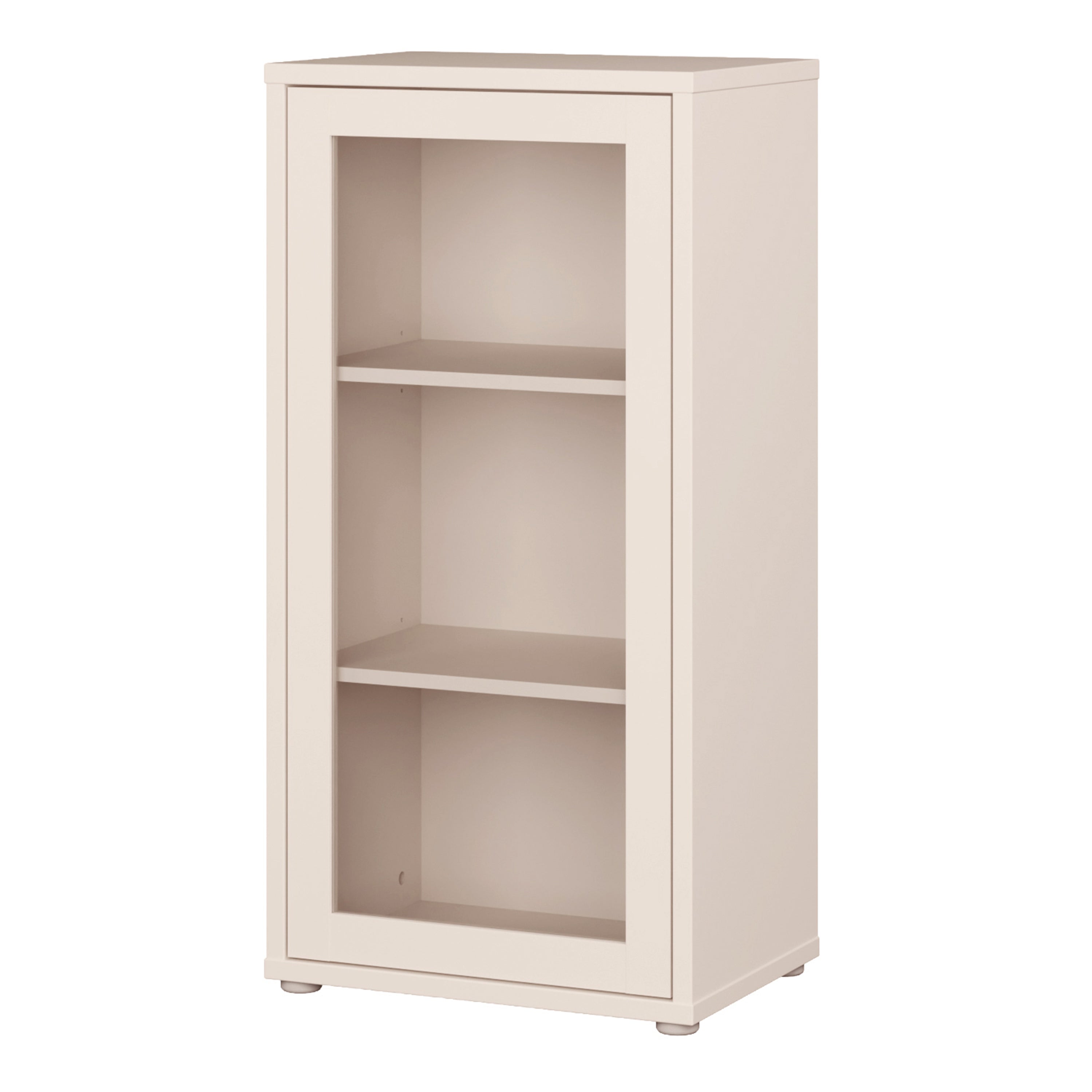 Alyson Low Glass Fronted Cabinet with Push-to-Open Door in Sand