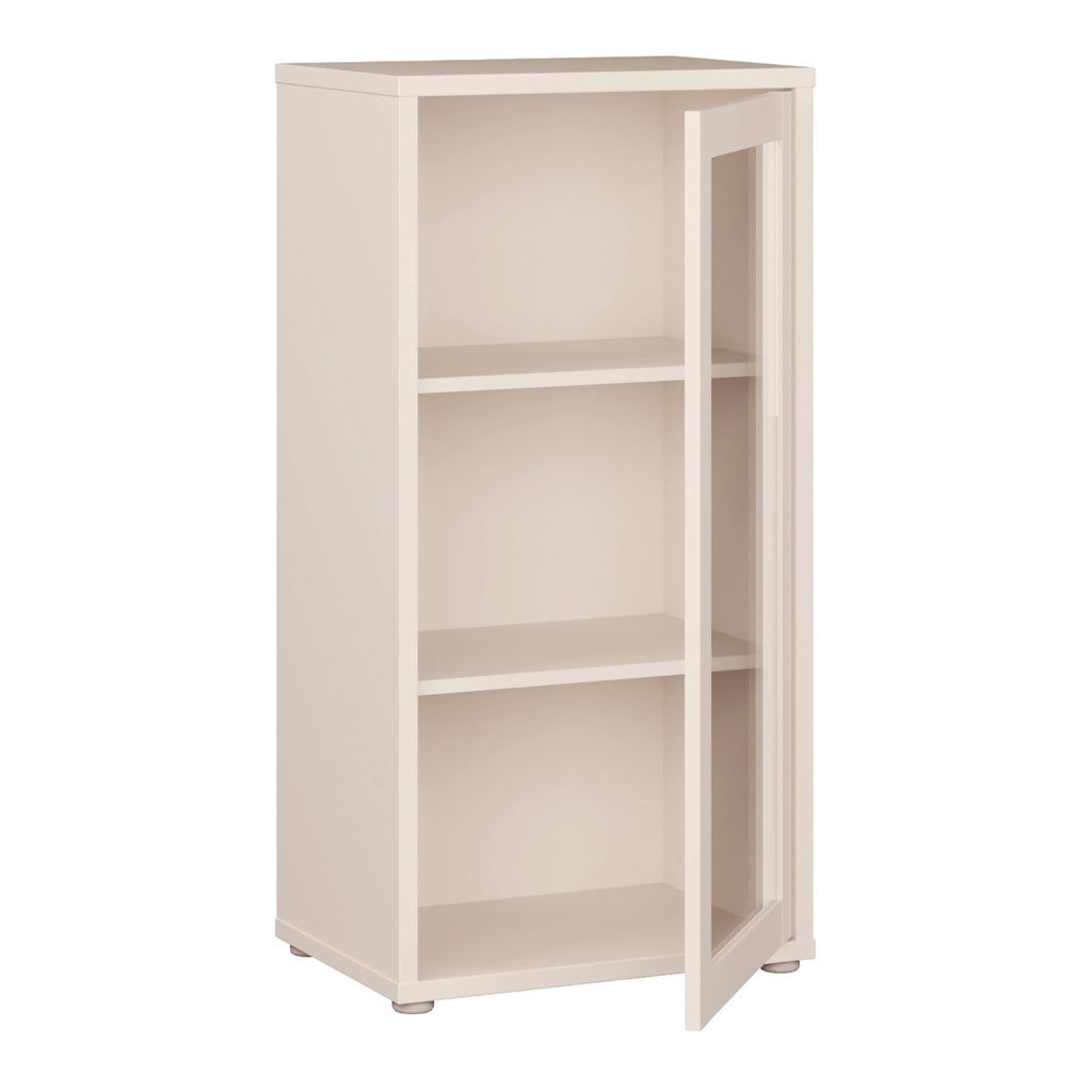 Alyson Low Glass Fronted Cabinet with Push-to-Open Door in Sand