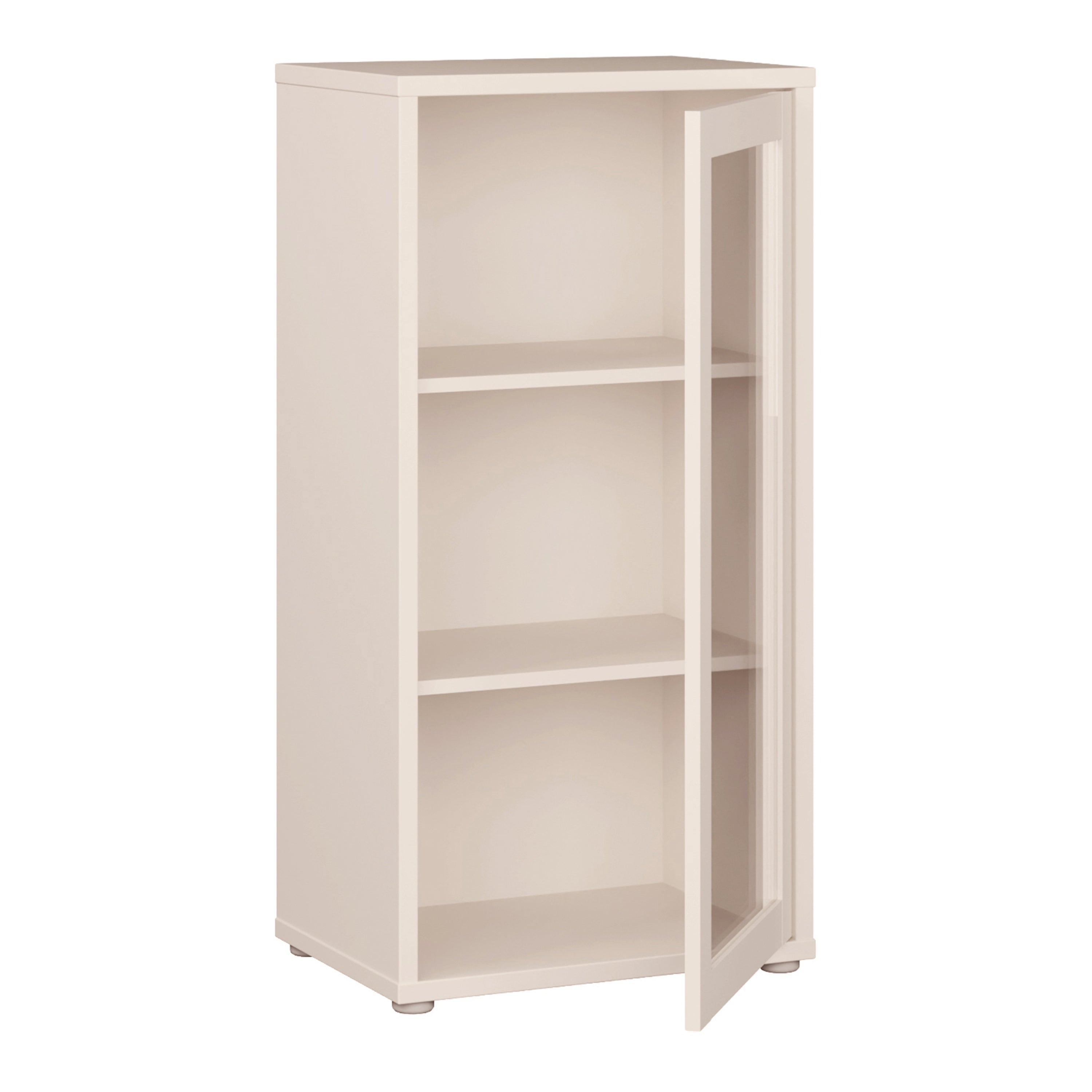 Alyson Low Glass Fronted Cabinet with Push-to-Open Door in Sand