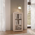 Alyson Low Glass Fronted Cabinet with Push-to-Open Door in Sand