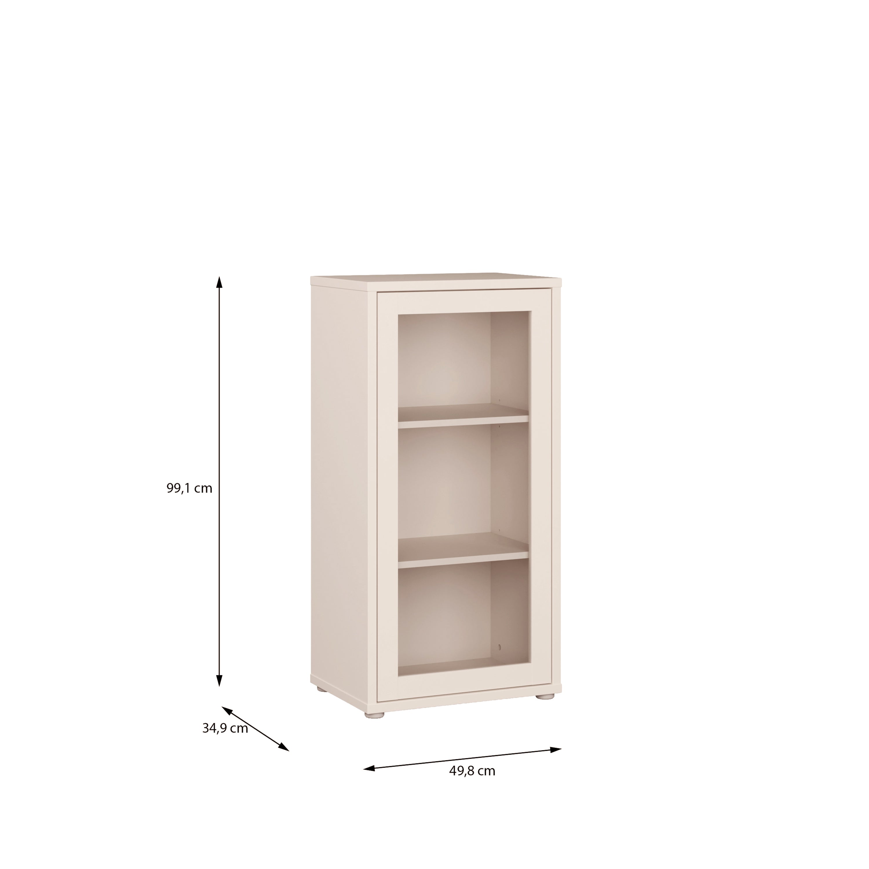 Alyson Low Glass Fronted Cabinet with Push-to-Open Door in Sand