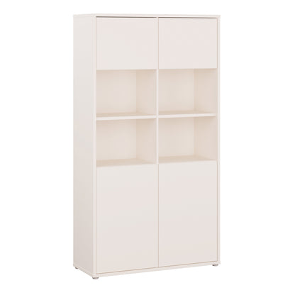 Alyson Wide Storage Cabinet 4 Doors Push-to-Open & 2 Central Shelves Sand