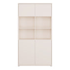 Alyson Wide Storage Cabinet 4 Doors Push-to-Open & 2 Central Shelves Sand