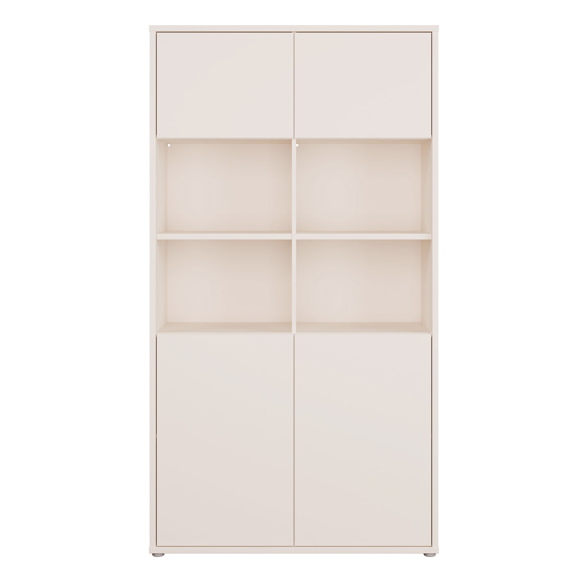 Alyson Wide Storage Cabinet 4 Doors Push-to-Open & 2 Central Shelves Sand