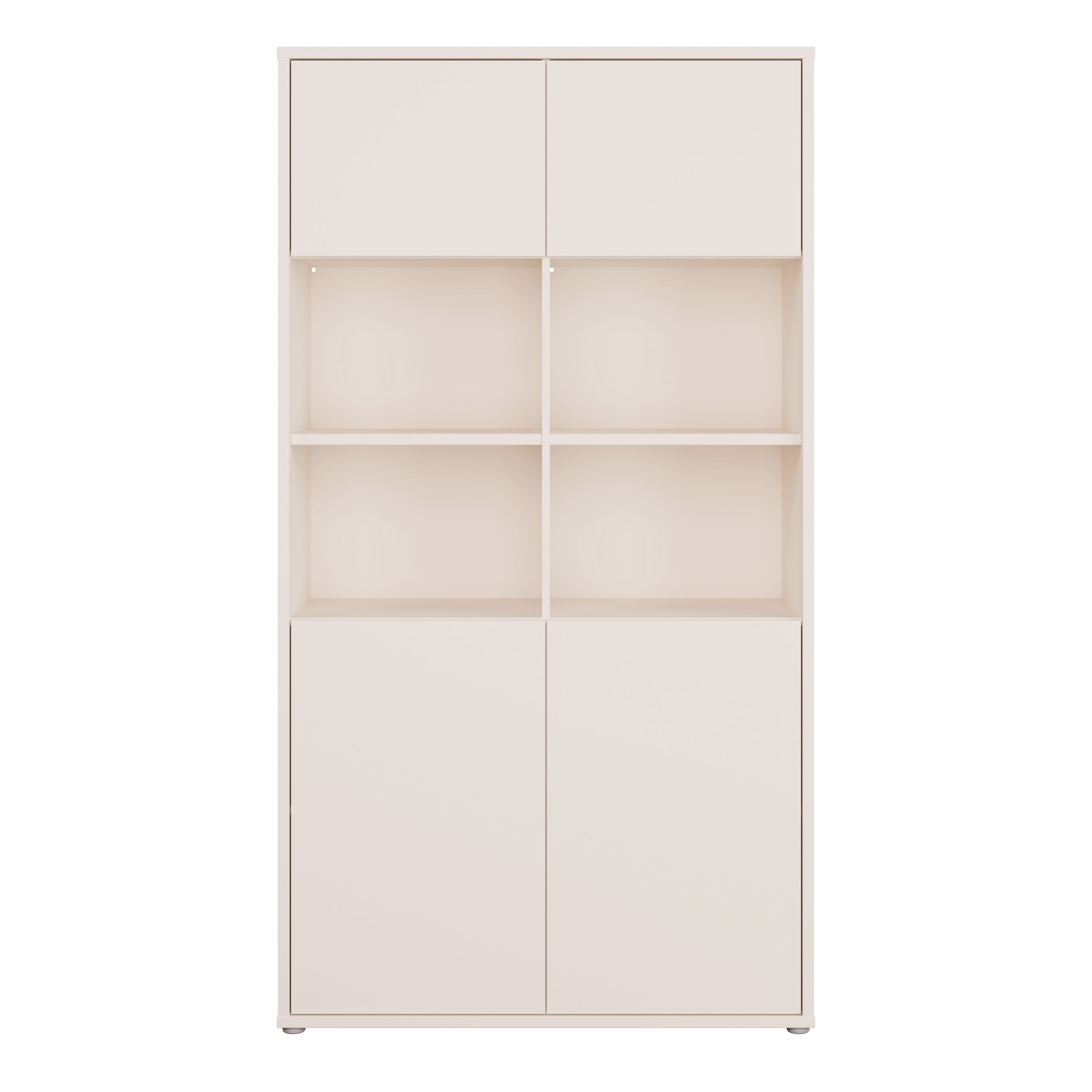 Alyson Wide Storage Cabinet 4 Doors Push-to-Open & 2 Central Shelves Sand