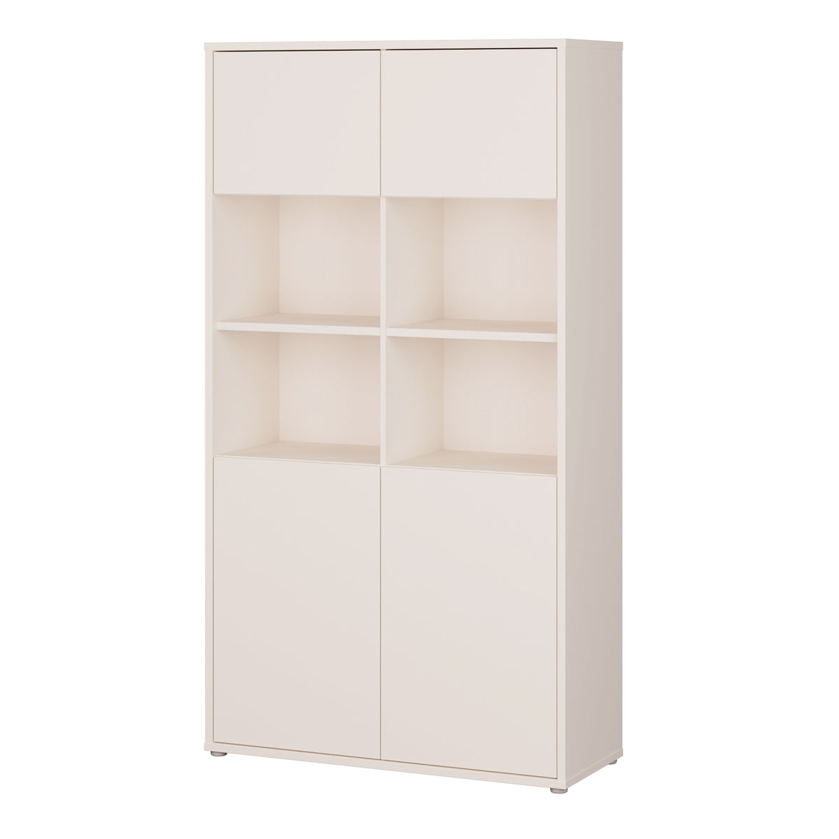 Alyson Wide Storage Cabinet 4 Doors Push-to-Open & 2 Central Shelves Sand