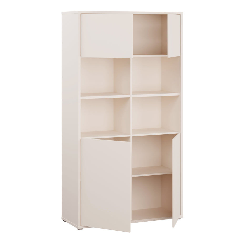 Alyson Wide Storage Cabinet 4 Doors Push-to-Open & 2 Central Shelves Sand