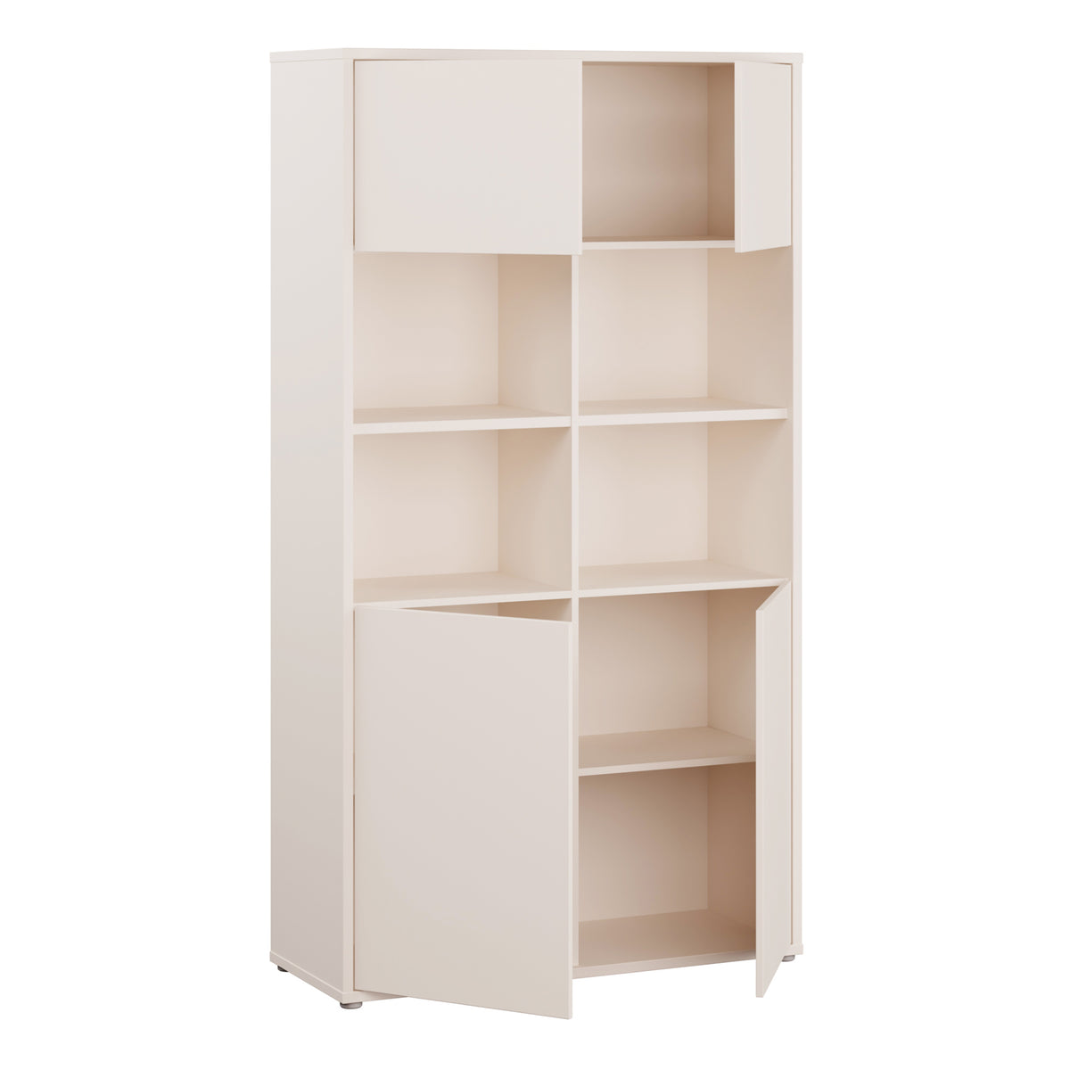 Alyson Wide Storage Cabinet 4 Doors Push-to-Open & 2 Central Shelves Sand