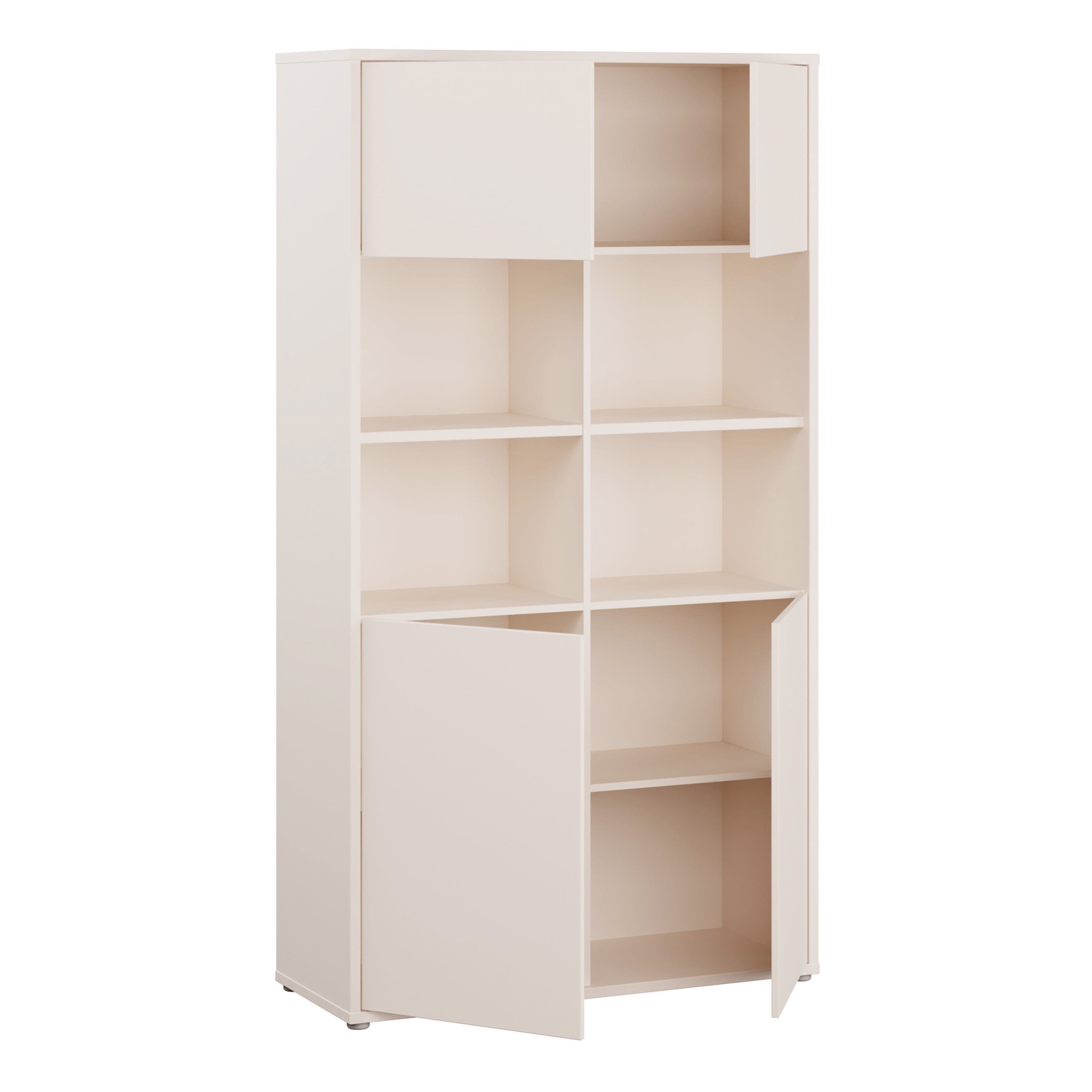 Alyson Wide Storage Cabinet 4 Doors Push-to-Open & 2 Central Shelves Sand