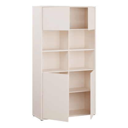 Alyson Wide Storage Cabinet 4 Doors Push-to-Open & 2 Central Shelves Sand