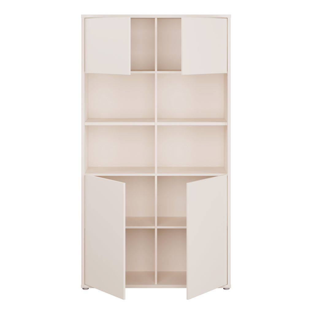 Alyson Wide Storage Cabinet 4 Doors Push-to-Open & 2 Central Shelves Sand