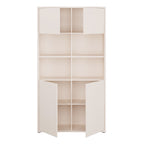 Alyson Wide Storage Cabinet 4 Doors Push-to-Open & 2 Central Shelves Sand