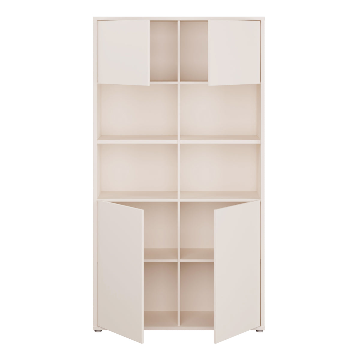 Alyson Wide Storage Cabinet 4 Doors Push-to-Open & 2 Central Shelves Sand