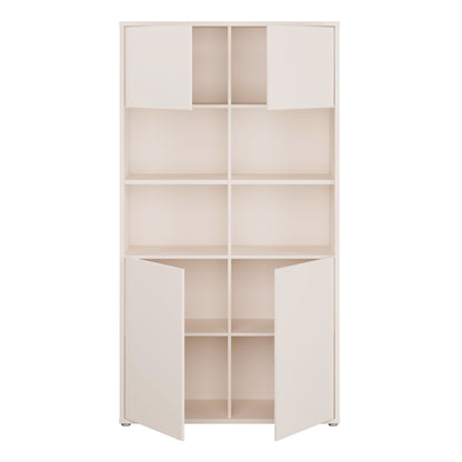 Alyson Wide Storage Cabinet 4 Doors Push-to-Open & 2 Central Shelves Sand