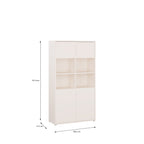 Alyson Wide Storage Cabinet 4 Doors Push-to-Open & 2 Central Shelves Sand