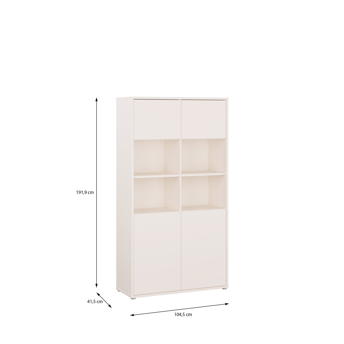 Alyson Wide Storage Cabinet 4 Doors Push-to-Open & 2 Central Shelves Sand