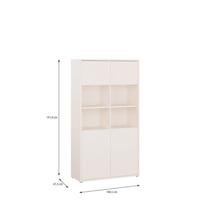 Alyson Wide Storage Cabinet 4 Doors Push-to-Open & 2 Central Shelves Sand