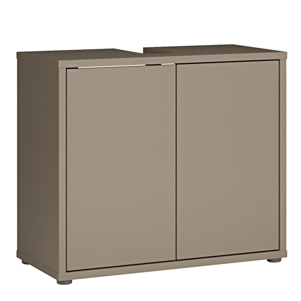 Alyson Under Sink Bathroom Cabinet with 2 Doors Push-to-Open in Taupe