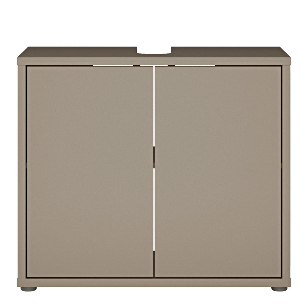 Alyson Under Sink Bathroom Cabinet with 2 Doors Push-to-Open in Taupe